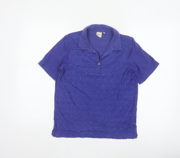 Cotton Traders Women's Purple Lace Polo Blouse Size 10