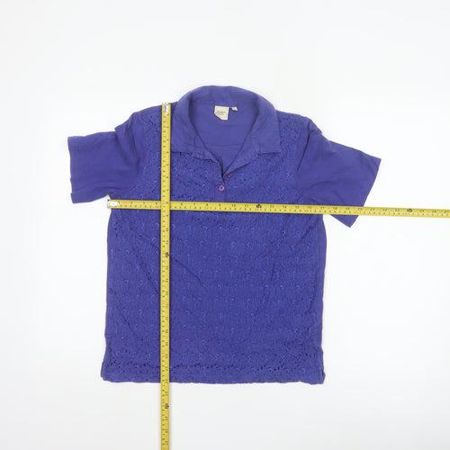 Cotton Traders Women's Purple Lace Polo Blouse Size 10