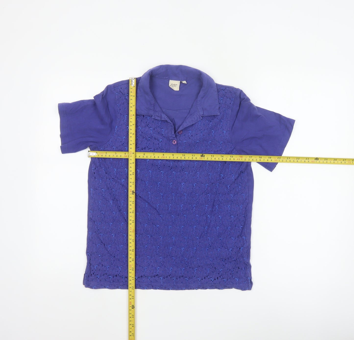 Cotton Traders Women's Purple Lace Polo Blouse Size 10