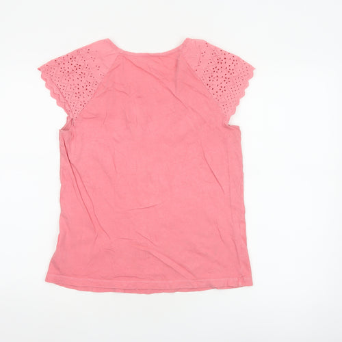 GAP Womens Pink Cotton Short Sleeve Crochet Trim T-Shirt Size M
