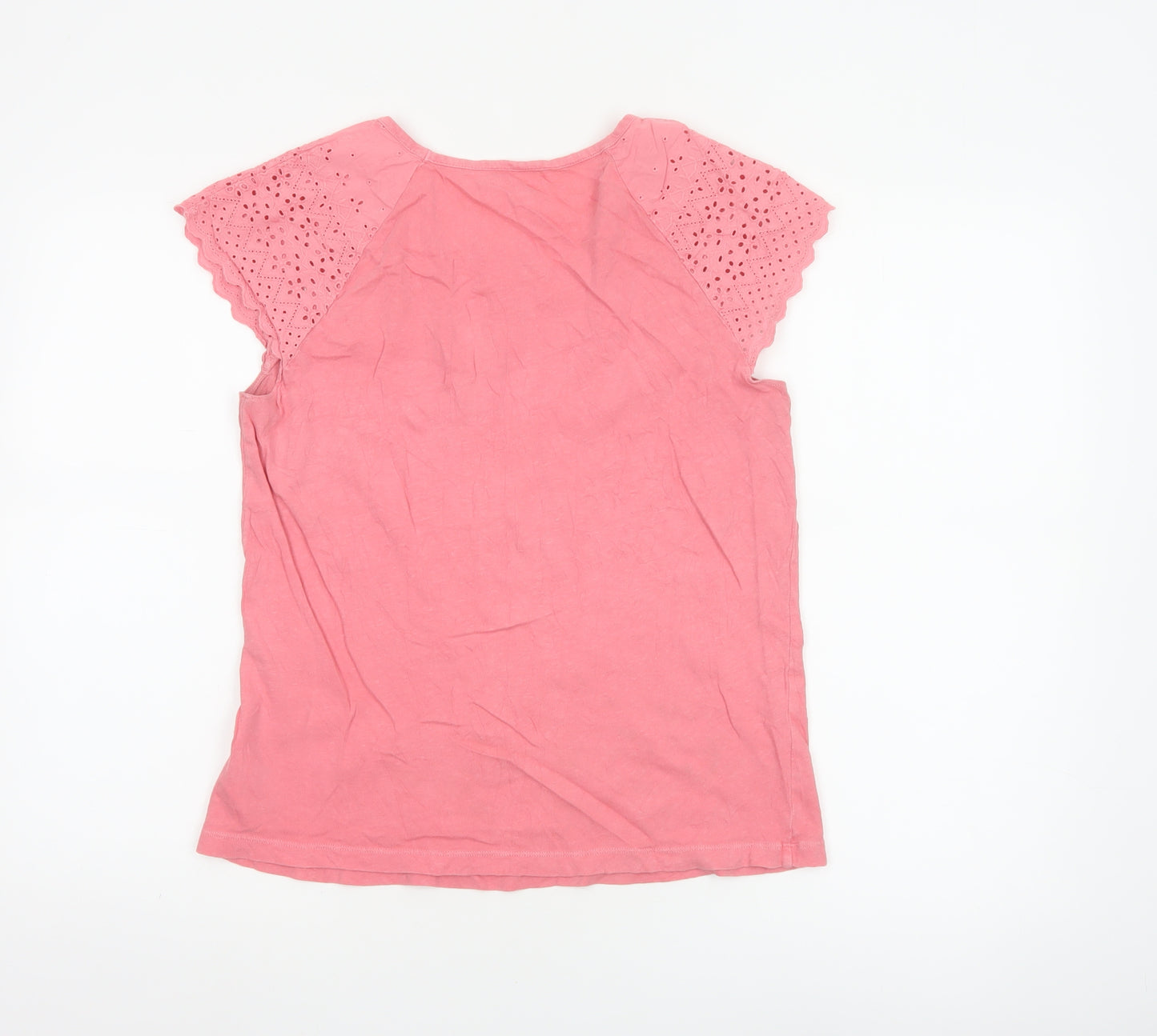 GAP Womens Pink Cotton Short Sleeve Crochet Trim T-Shirt Size M