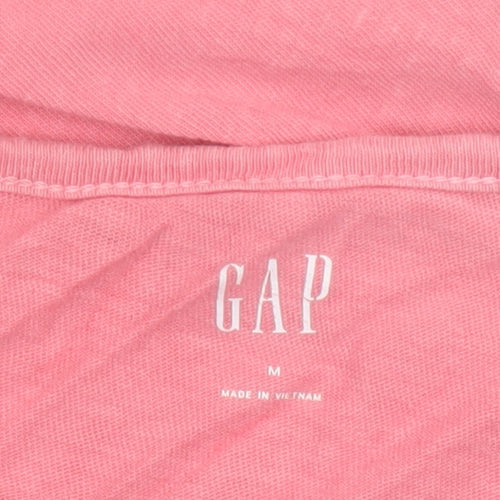 GAP Womens Pink Cotton Short Sleeve Crochet Trim T-Shirt Size M