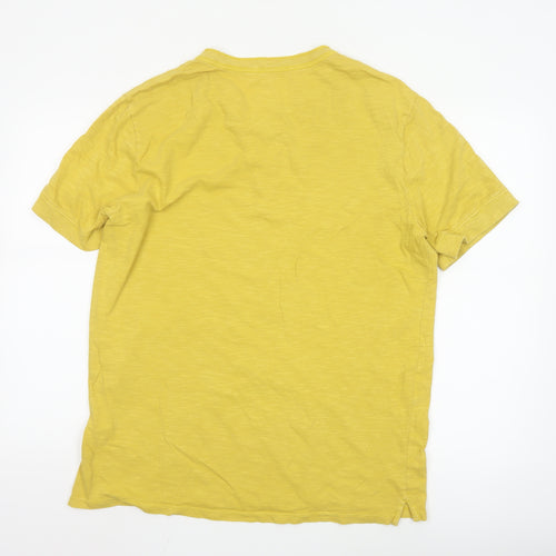 GAP Men’s Yellow Vintage Slub Henley Cotton T-Shirt L