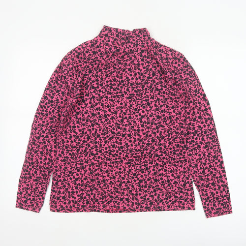 Marks and Spencer Womens Pink Floral Long Sleeve Jersey Mock Neck Top Size 14