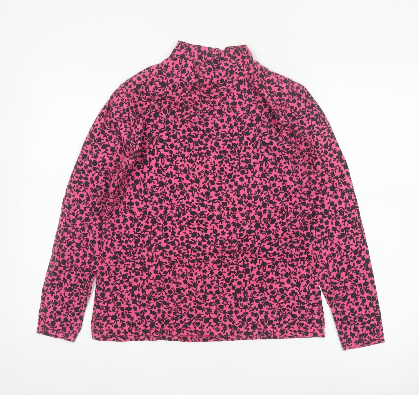 Marks and Spencer Womens Pink Floral Long Sleeve Jersey Mock Neck Top Size 14