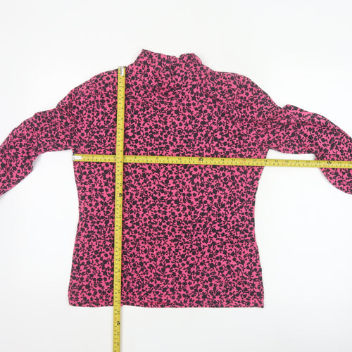 Marks and Spencer Womens Pink Floral Long Sleeve Jersey Mock Neck Top Size 14