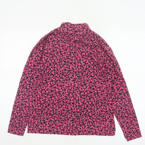 Marks and Spencer Womens Pink Floral Long Sleeve Jersey Mock Neck Top Size 14