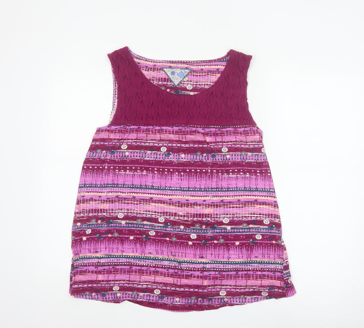 Mantaray Women’s Pink Bohemian Sleeveless Cotton Tunic Top Size 16