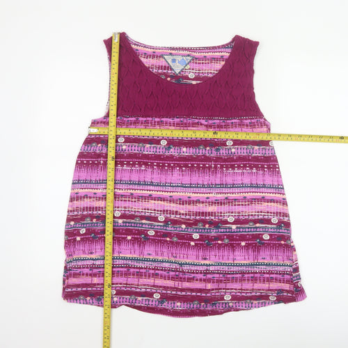Mantaray Women’s Pink Bohemian Sleeveless Cotton Tunic Top Size 16