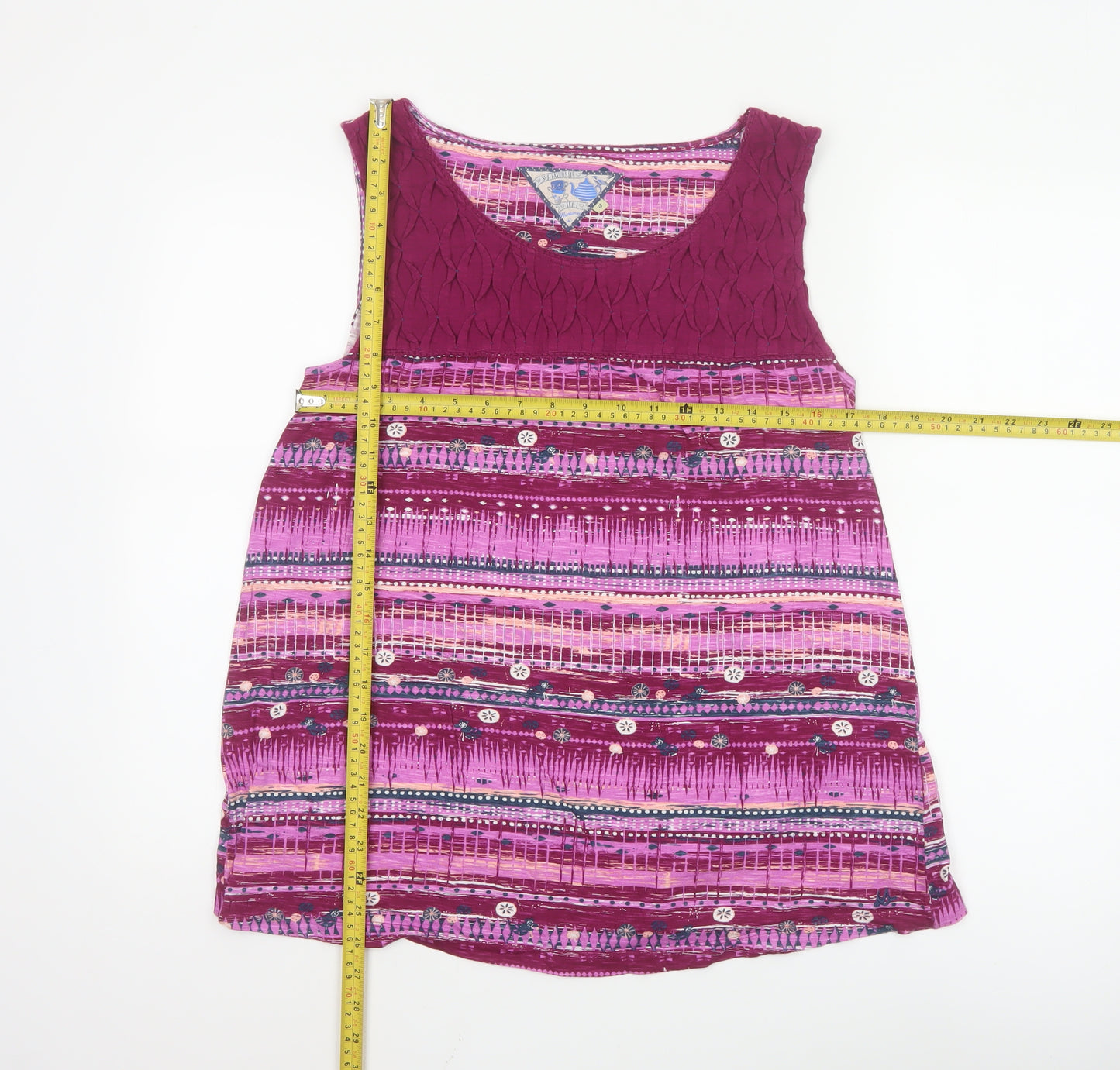Mantaray Women’s Pink Bohemian Sleeveless Cotton Tunic Top Size 16