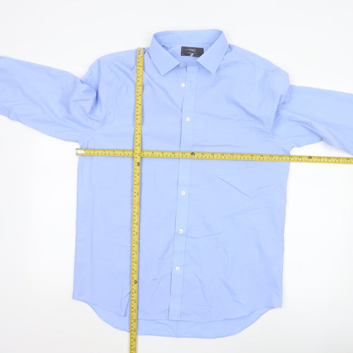 Marks and Spencer Men’s Blue Regular Fit Long Sleeve Button-Up Shirt Size 16