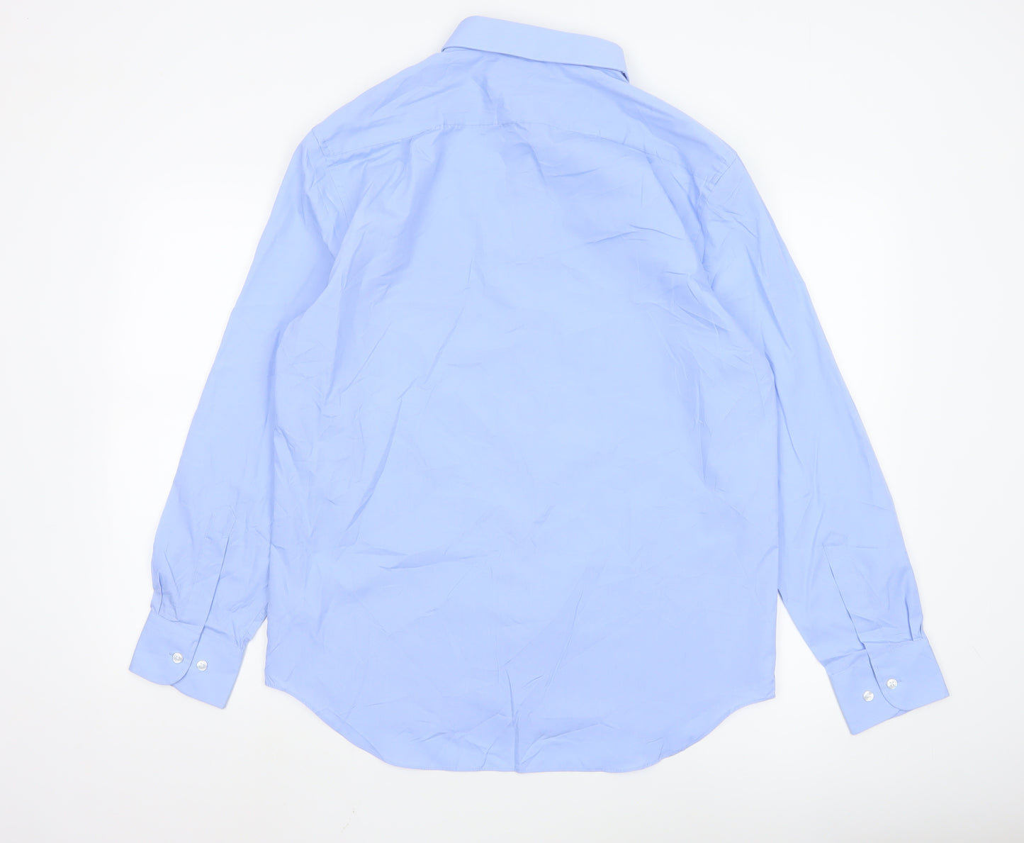 Marks and Spencer Men’s Blue Regular Fit Long Sleeve Button-Up Shirt Size 16