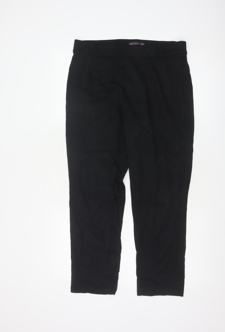 Marks and Spencer Women Black Size 14 Regular Straight Leg Trousers