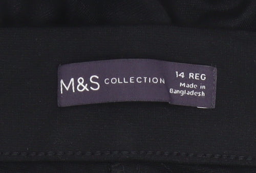 Marks and Spencer Women Black Size 14 Regular Straight Leg Trousers