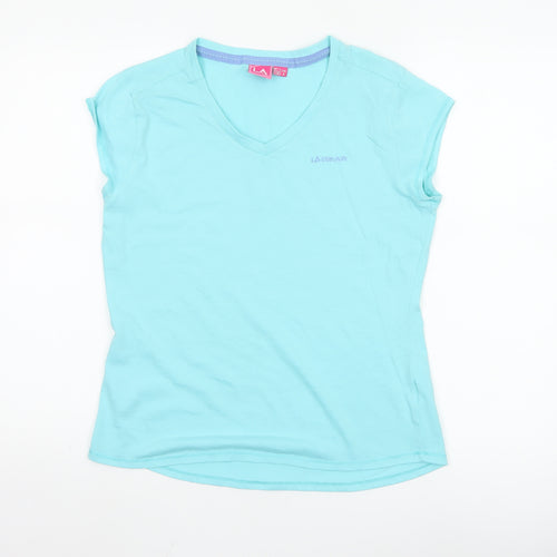LA Gear Women's Blue V-Neck Short Sleeve Cotton T-Shirt UK 12