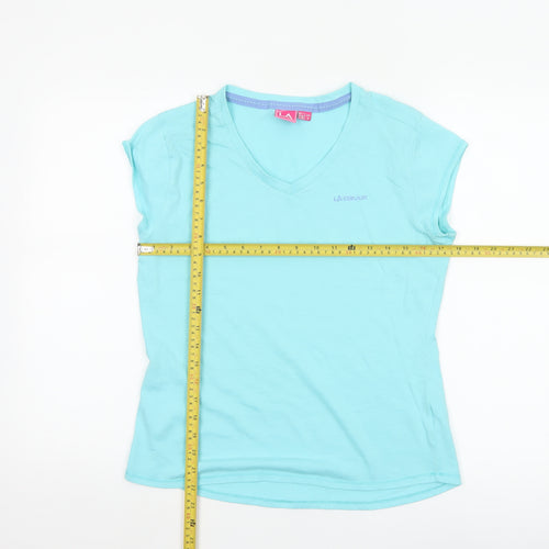 LA Gear Women's Blue V-Neck Short Sleeve Cotton T-Shirt UK 12