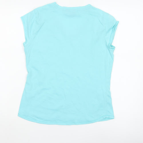 LA Gear Women's Blue V-Neck Short Sleeve Cotton T-Shirt UK 12