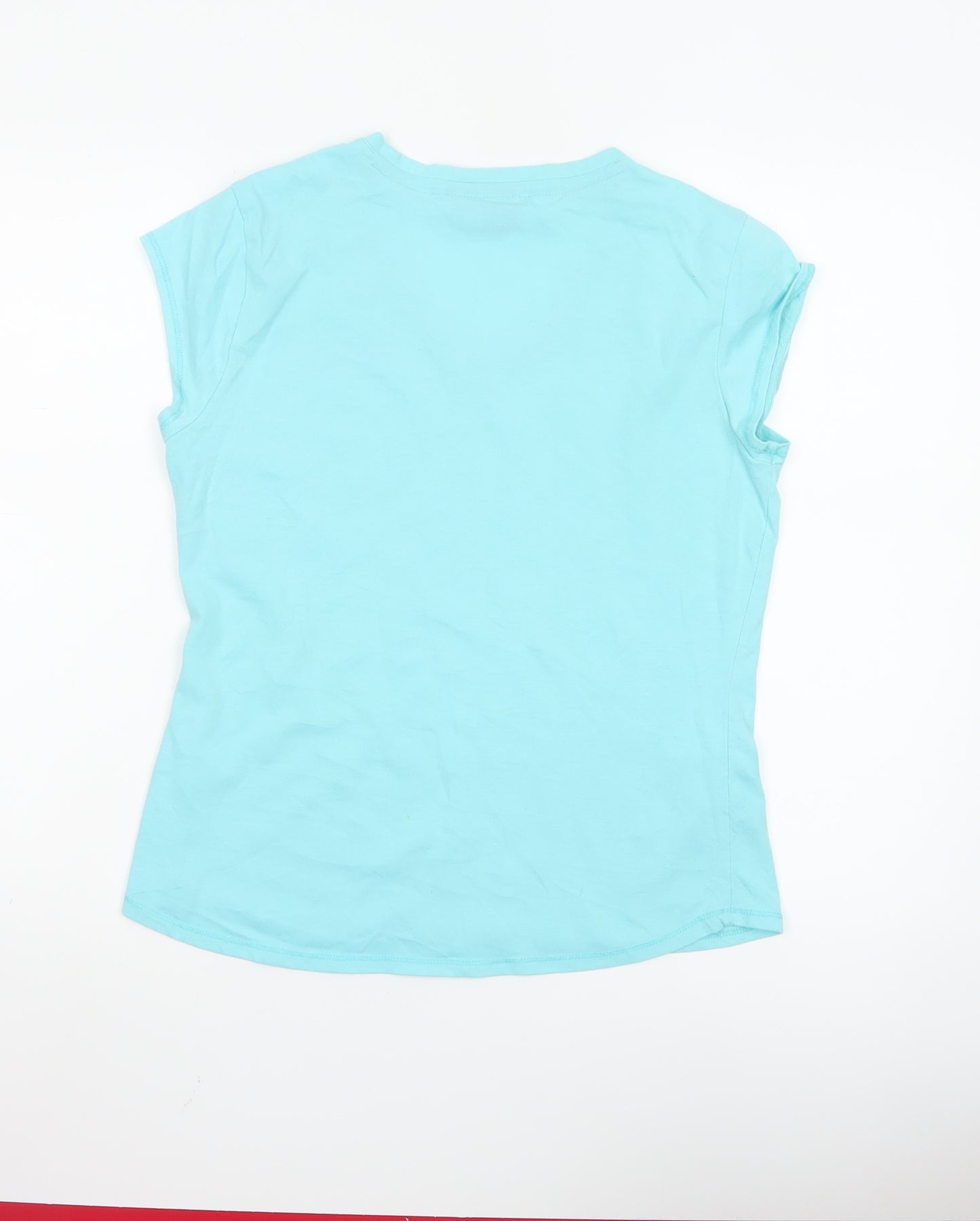 LA Gear Women's Blue V-Neck Short Sleeve Cotton T-Shirt UK 12