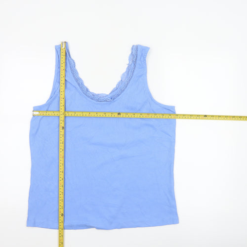 Studio Women Blue Lace Trim Cotton Camisole Tank Top Size 20/22