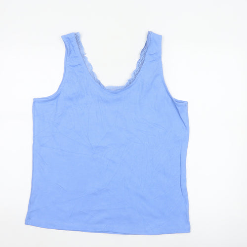 Studio Women Blue Lace Trim Cotton Camisole Tank Top Size 20/22