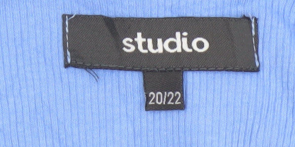 Studio Women Blue Lace Trim Cotton Camisole Tank Top Size 20/22
