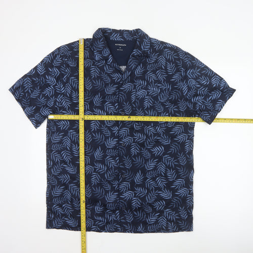 Marks and Spencer Men’s Blue Leaf Print Cotton Lyocell Pyjama Top M