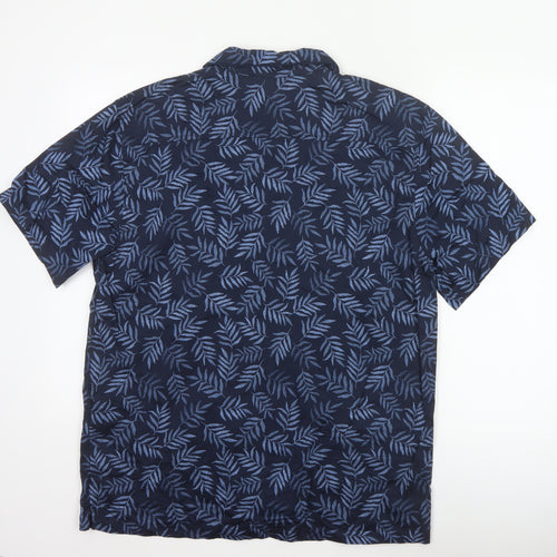 Marks and Spencer Men’s Blue Leaf Print Cotton Lyocell Pyjama Top M