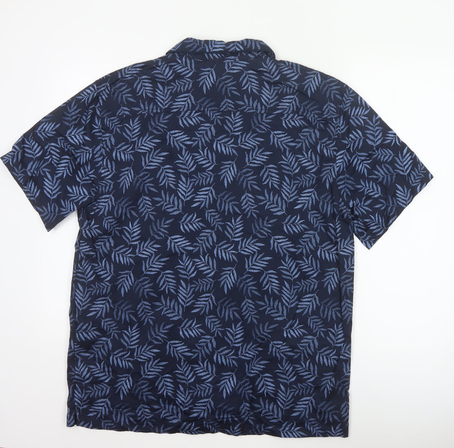 Marks and Spencer Men’s Blue Leaf Print Cotton Lyocell Pyjama Top M