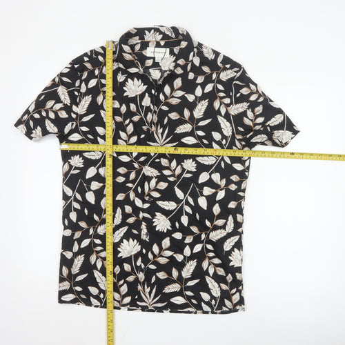 Marks and Spencer Autograph Men's Black Floral Short Sleeve Shirt Size S