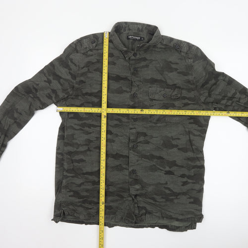 Superdry Men's Green Camo Button-Up Long Sleeve Cotton Shirt XXL