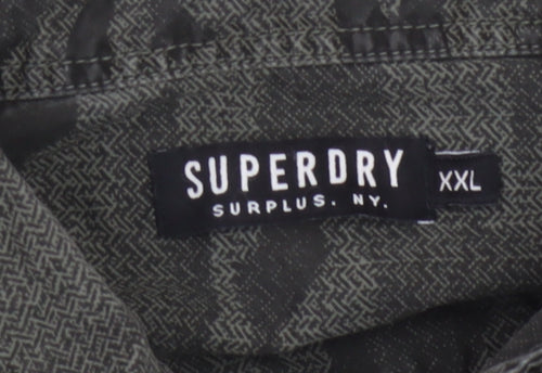 Superdry Men's Green Camo Button-Up Long Sleeve Cotton Shirt XXL