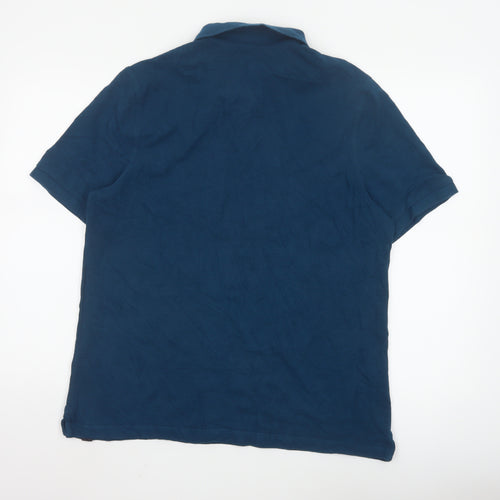 Marks and Spencer Men's Blue Regular Fit Cotton Polo Shirt L