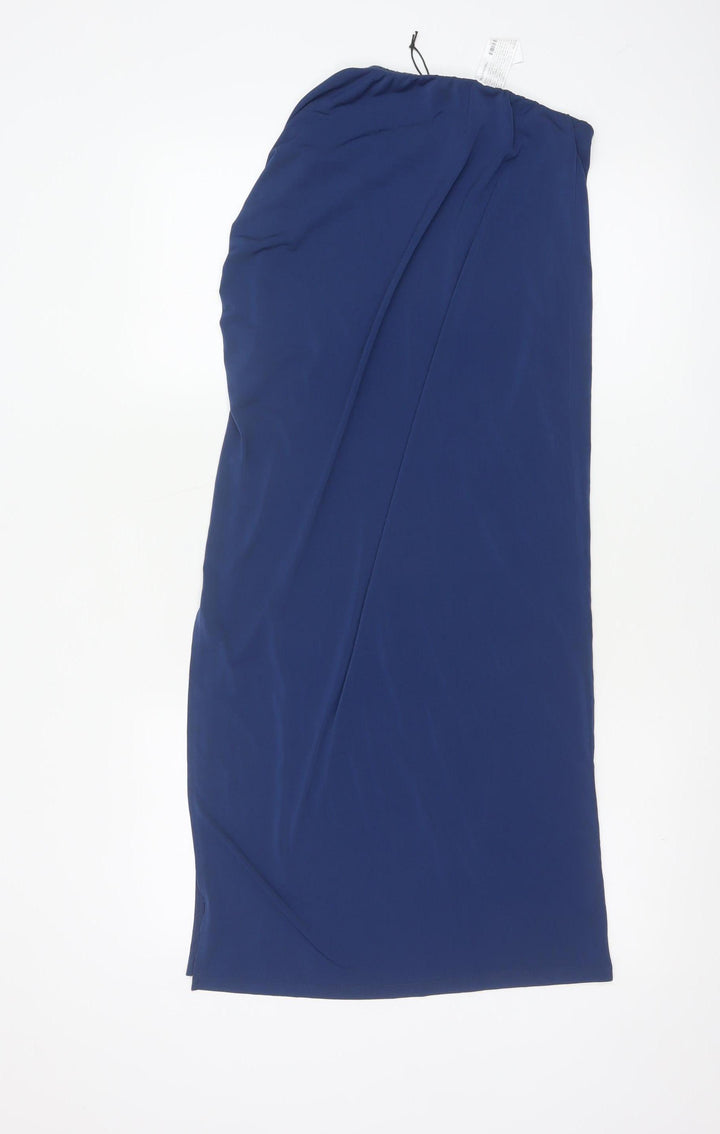 Pull & Bear Women's Blue Midi Stretch Pencil Skirt Size M