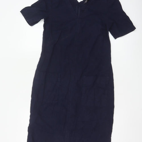 Marks and Spencer Women’s Navy Linen Blend Shift Dress Size 6
