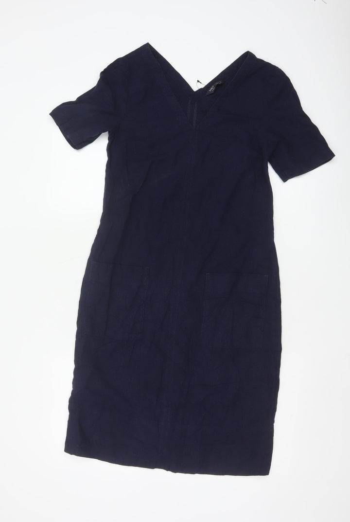 Marks and Spencer Women’s Navy Linen Blend Shift Dress Size 6
