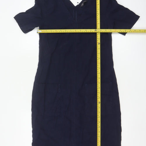 Marks and Spencer Women’s Navy Linen Blend Shift Dress Size 6