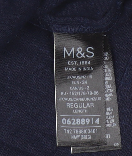 Marks and Spencer Women’s Navy Linen Blend Shift Dress Size 6