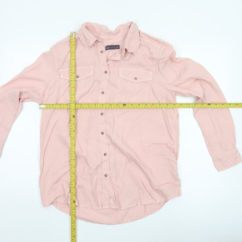 Marks and Spencer Women Pink Lyocell Button-Up Shirt Size 14