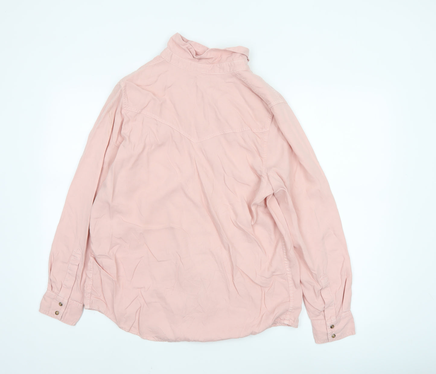 Marks and Spencer Women Pink Lyocell Button-Up Shirt Size 14