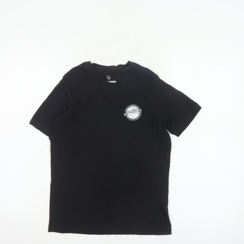 Jack & Jones Boys Black 12 Years Logo Cotton Short Sleeve T-Shirt