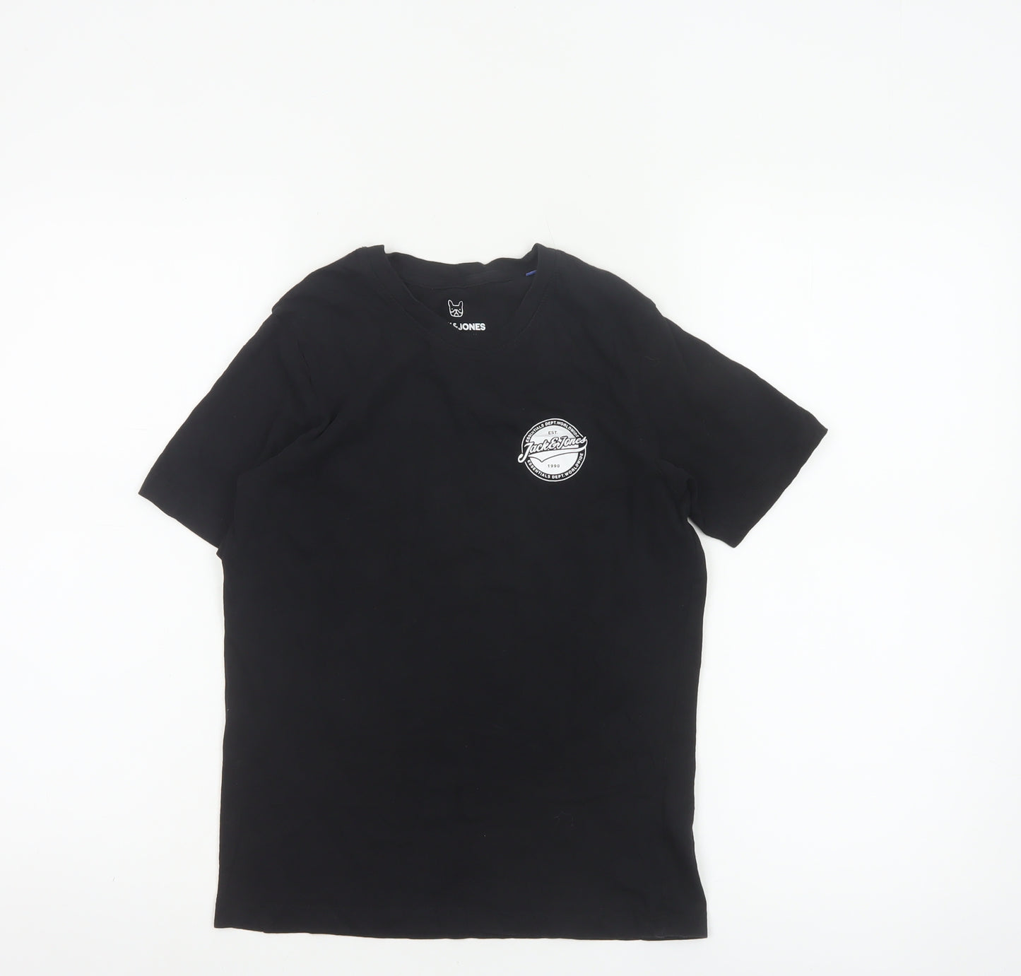 Jack & Jones Boys Black 12 Years Logo Cotton Short Sleeve T-Shirt