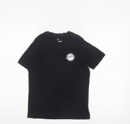 Jack & Jones Boys Black 12 Years Logo Cotton Short Sleeve T-Shirt