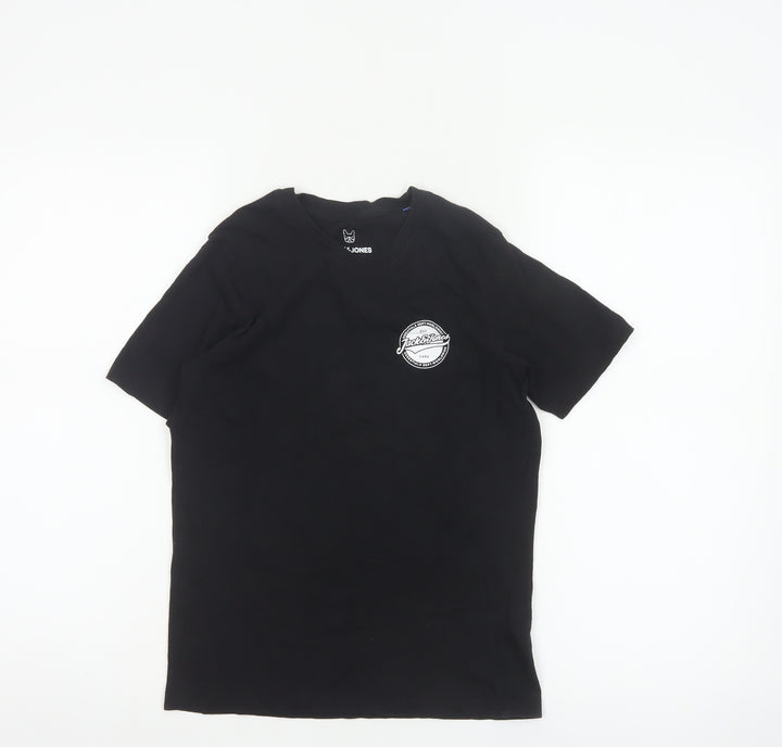Jack & Jones Boys Black 12 Years Logo Cotton Short Sleeve T-Shirt