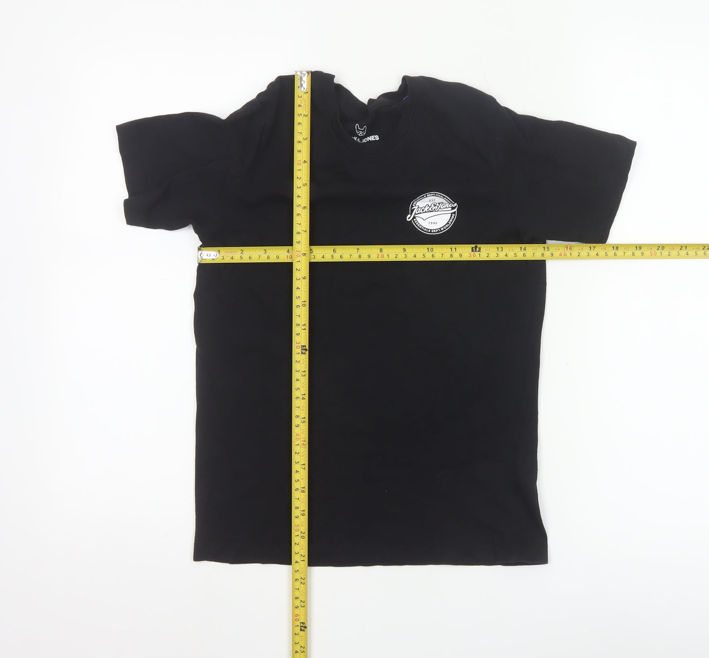 Jack & Jones Boys Black 12 Years Logo Cotton Short Sleeve T-Shirt