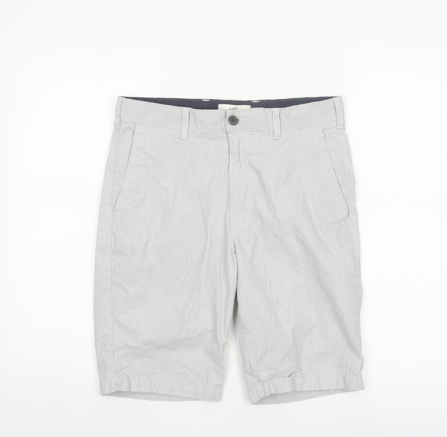 Marks and Spencer Men’s Grey Chino Shorts Size 30 Regular Fit