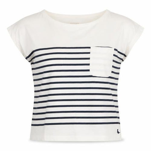 Jack Wills Womens White Striped Cotton Nautical Crew Neck T-Shirt Size 10