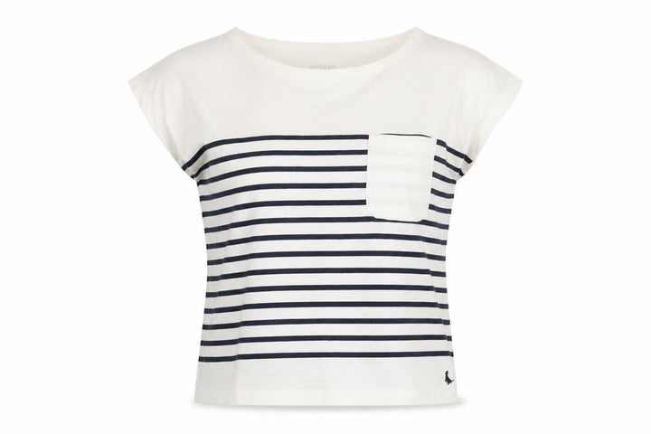 Jack Wills Womens White Striped Cotton Nautical Crew Neck T-Shirt Size 10