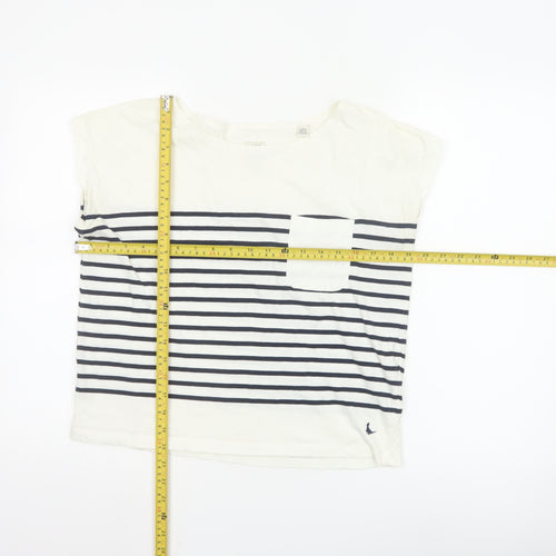 Jack Wills Womens White Striped Cotton Nautical Crew Neck T-Shirt Size 10