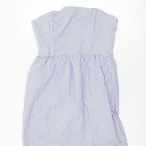 Jack Wills Women's Blue Striped Strapless Cotton Dress UK 14