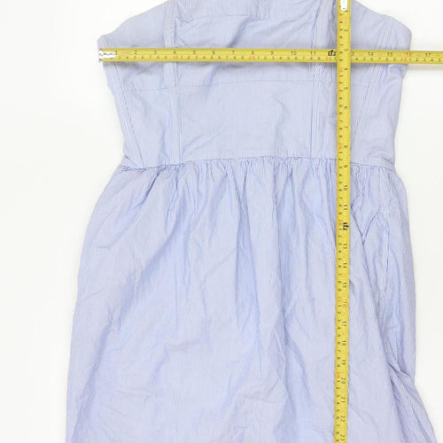 Jack Wills Women's Blue Striped Strapless Cotton Dress UK 14